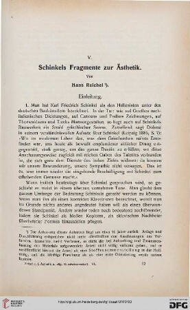 Schinkels Fragmente zur Ästhetik
