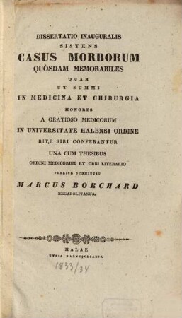Diss. inaug. sistens casus morborum quosdam memorabiles