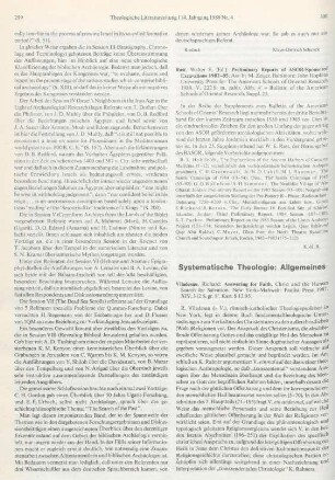 300 [Rezension] Preliminary reports of ASOR-sponsored excavations