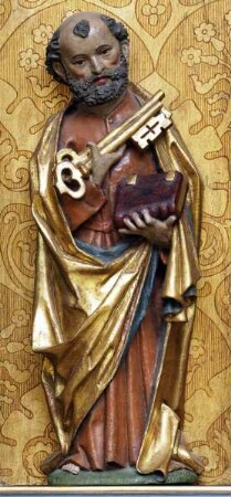 Wildunger Flügelaltärchen — Anbetung des Christusknaben und Apostel Petrus — Apostel Petrus