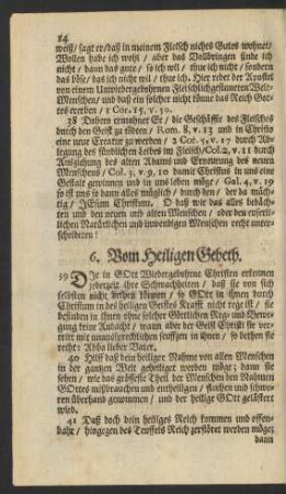 6. Vom Heiligen Gebeth.