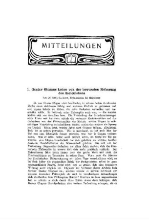 Gustav Glagaus Lehre von der bewussten Erfassung des Seelenlebens