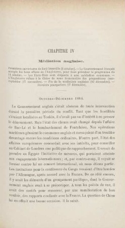 Chapitre IV. Médiation anglaise