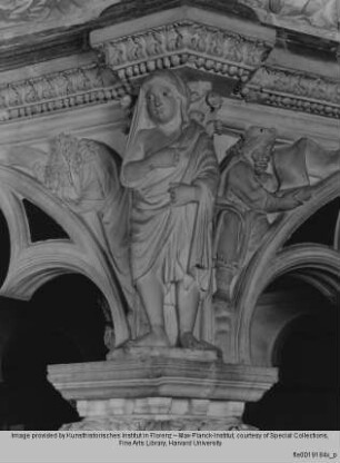 Kanzel : Zwischengeschoss : Seite mit Fortitudo und Temperantia