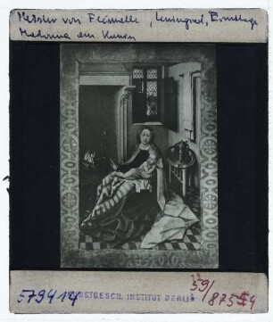 Campin, Madonna am Kamin (Diptychon, re. Tafel),Campin, Dreifaltigkeit, Madonna am Kamin (Diptychon)