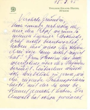 Korrespondenz von Siegfried Trebitsch an Grete von Urbanitzky