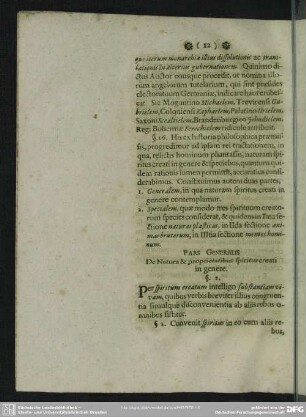 Pars Generalis De Natura & proprietatibus spiritus creati in genere