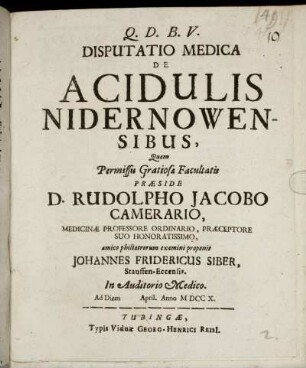 Disputatio Medica De Acidulis Nidernowensibus