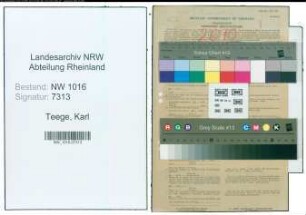 Entnazifizierung Karl Teege , geb. 26.08.1898 (Bueroangest.)