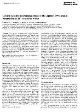 Ground-satellite coordinated study of the April 5, 1979 events: observation of O⁺ cyclotron waves