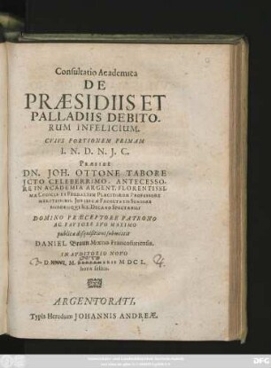 Consultatio Academica De Praesidiis Et Palladiis Debitorum Infelicium
