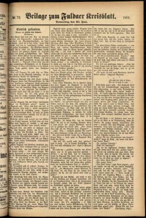 Zweite Ausgabe vom Donnerstag, den 20. Juni 1901.