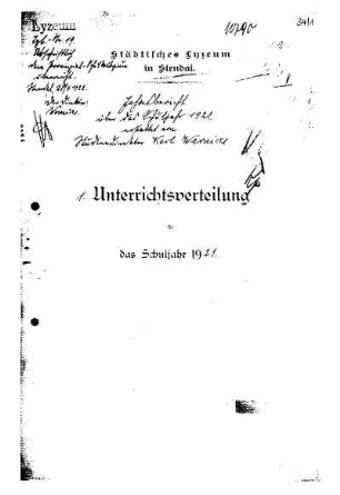 1921/22: Jahresbericht über das Schuljahr ... - 1921/22