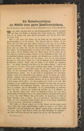 ¬Die¬ Anstaltserziehung als Abbild einer guten Familienerziehung