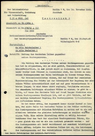 Rundschreiben Reichserziehungsministerium
