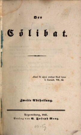 Der Cölibat, 2