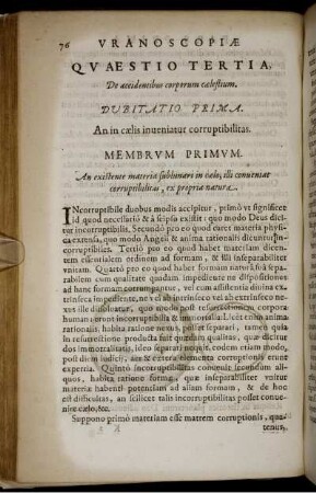 Quaestio Tertia, De accidentibus corporum coelestium.