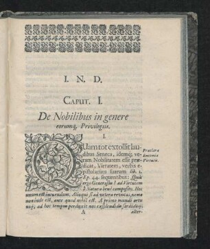 Caput I. De Nobilibus in genere eorumq[ue] Privilegiis.