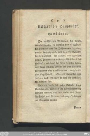 Achtzehntes Hauptstück. Gemüthsart.