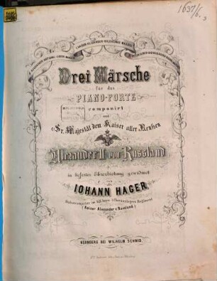 3 Märsche : für d. Pianoforte, 3. Bayerischer Chevauxlegers-Signalmarsch