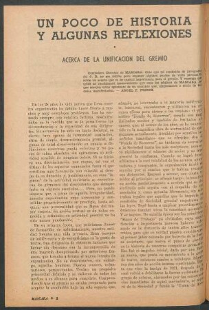 Un poco de historia y algunas reflexiones : Acerca de la unificación del gremio