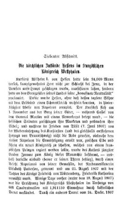 Siebenter Abschnitt. Die kirchlichen Zustände Hessens im französischen Königreich Westphalen.