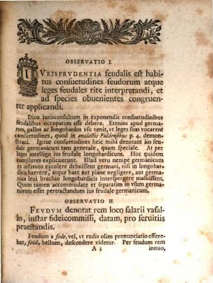 Io. Ge. Estor Consil. Avlici Prof. Ivris Ord. ... Observationes ivris fevdalis
