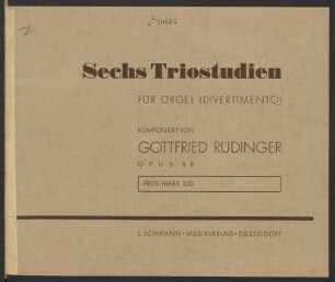 Sechs Triostudien für Orgel (Divertimento) : Opus 88