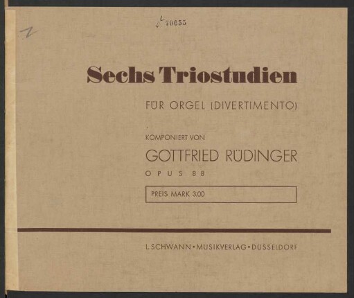 Sechs Triostudien für Orgel (Divertimento) : Opus 88