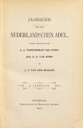 Jaarboek van den Nederlandschen adel. 5. 1892/93