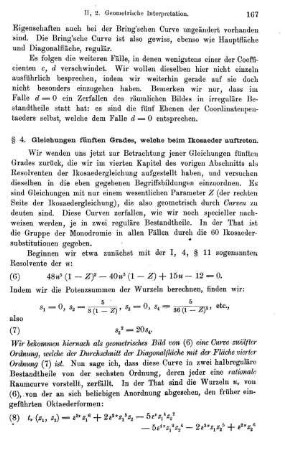 § 4. Gleichungen fünften Grades, welche beim Ikosaeder auftreten.