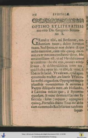 Epistolae ad Gregorium Bersmanum.