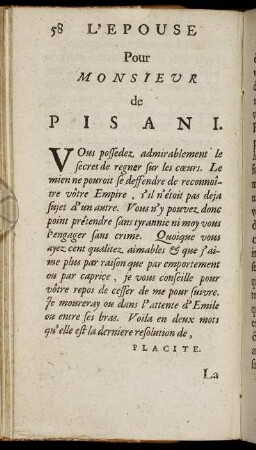 L'Epouse Pour Monsieur de Pisani.