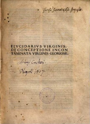Elucidarius virginis : De conceptione incontaminata virginis gloriosae