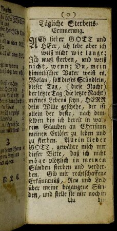 Tägliche Sterbens-Erinnerung.