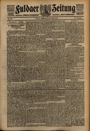Zweite Ausgabe vom Mittwoch, den 20. Mai 1908.