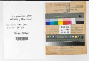 Entnazifizierung Walter Seiler , geb. 11.05.1907 (Monteur)
