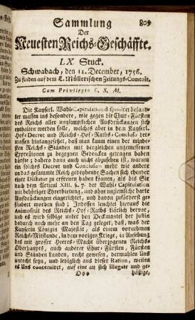 LX. Stuck. Schwabach, den 11. December, 1756.