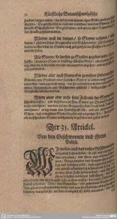 Der 31. Artickel. Von den Geschwornen und ihrem Befelch.