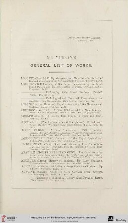 Mr. Murray's general list of works