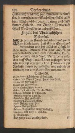 Inhalt des Theatralischen Discurses.