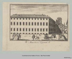Veduten von Mailand : Vedute des Palazzo Gnecchi, ehemals Palazzo Visconti Aimi genannt, und der ehemaligen Kirche San Lorenzo in Torriggia in Mailand