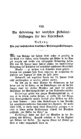 Die Bedeutung der deutschen Pestalozzi-Stitungen für den Lehrerstand