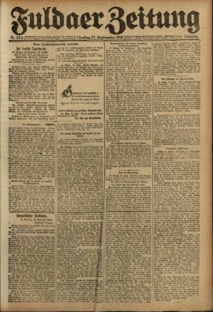 Ausgabe vom Freitag, den 27. September 1918.