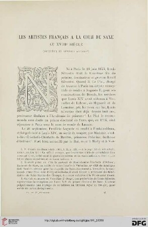 4. Pér. 6.1911: Les artistes français à la Cour de Saxe au XVIIIe siècle, [2]