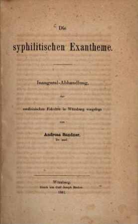 Die syphilitischen Exantheme