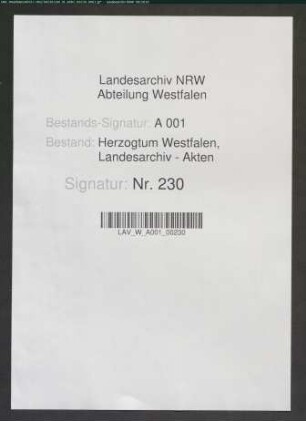 Register und Rechnung des Amtes Erwitte und Westernkotten