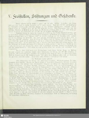 V. Freistellen, Stiftungen und Geschenke