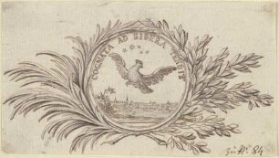 Titelvignette zu den Nouveaux Mémoires de Berlin (unter Verwendung von Leibniz' Akademiesiegel der Kurfürstlich Brandenburgischen Sozietät der Wissenschaften)