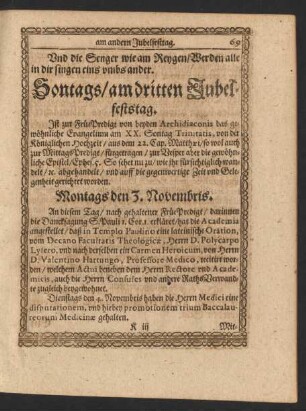 Montags den 3. Novembris. - Sonnabends/ 8. Novembris
